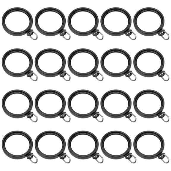 OUNONA 20 Pcs Indoor Curtain Accessories Plastic Rings Rod Brackets for Wall Black