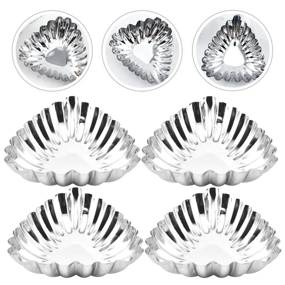 OUNONA 20 Pcs Multi-function Jelly Molds Egg Tart DIY Reusable Shell Fluted Silver