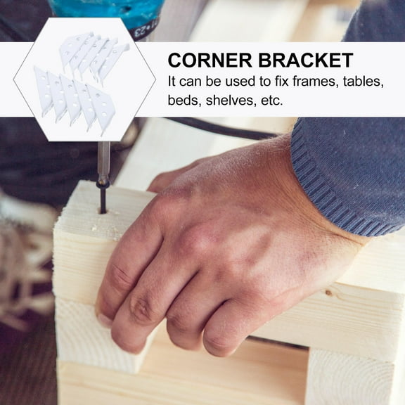 OUNONA 20 Pcs Small Brackets Cabinet Corner Fixing Braces Square Stainless White