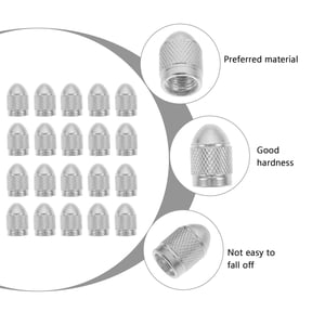 DRAFIDEEP Bike Valve Stem Caps Silver 20Pcs 0.6X0.4X0.4In Aluminum Alloy
