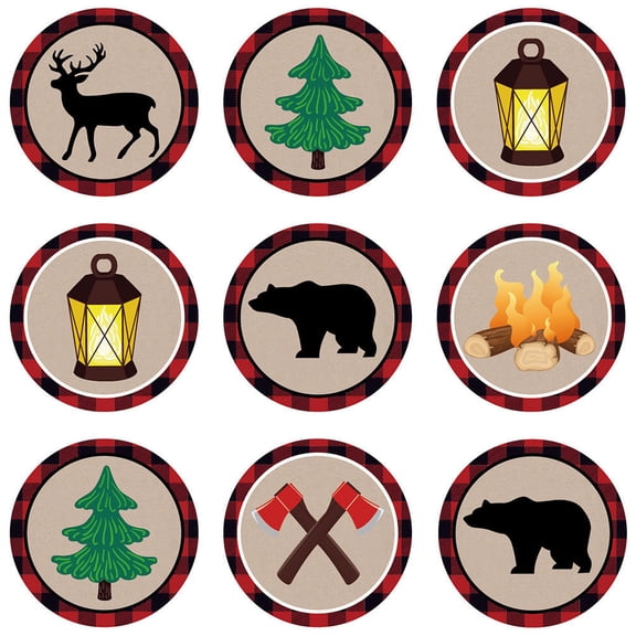 OUNONA Bear Theme Round Shaped Sealing Stickers Creative Brown Paper Labels for