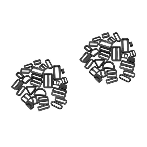 OUNONA 200 Pcs  2.5cm Slide Buckles Thicken Plastic Bag Strap Assorted Type Adjustment Buckles for Backpack Suitcase (Black)