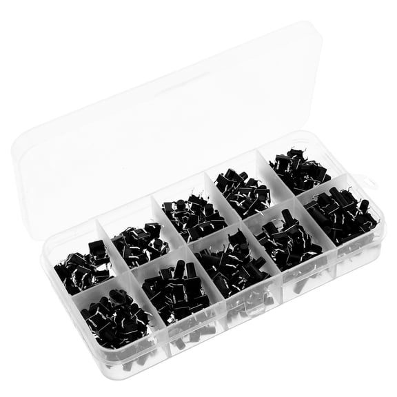 OUNONA 200 Pcs Micro Momentary Tactile Push Button Switch Kit for Breadboard and PCB Application DIY Projects