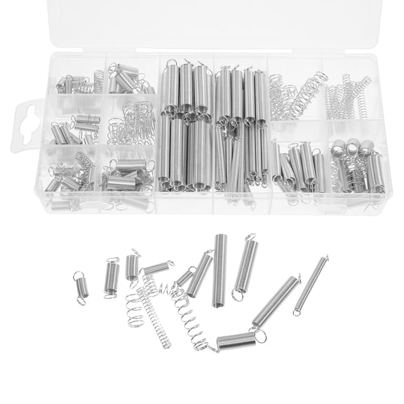 OUNONA  200 Pcs Small Springs Compression Assortment Kit Adjustable Gaskets Tape Signs Vacation Silver