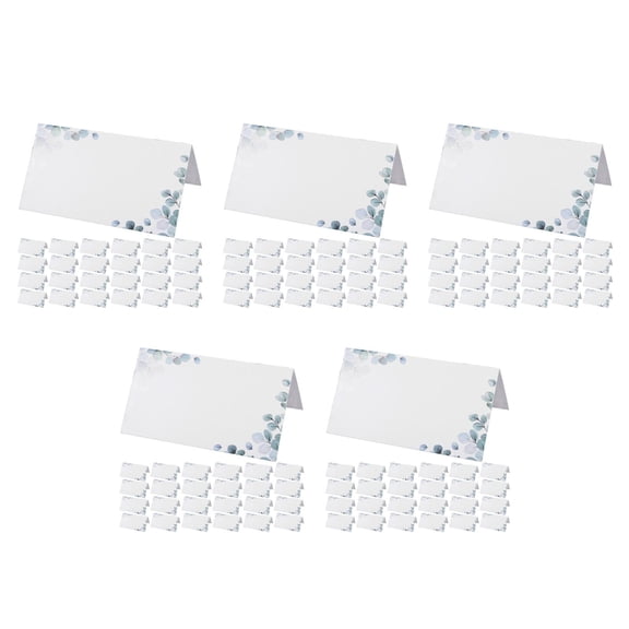 OUNONA 200 pcs Eucalyptus Wedding Place Cards Foldable Seating Name Tags For Table Setting Greenery Tent Cards For Birthday Party Invitations And Buffet Food Labels