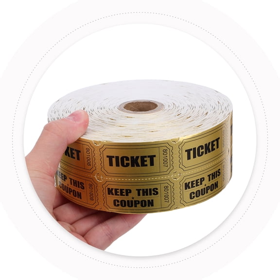 OUNONA 2000Pcs Golden Drawing Tickets Roll for Carnival, Party, Celebration, Raffle, and Event Use