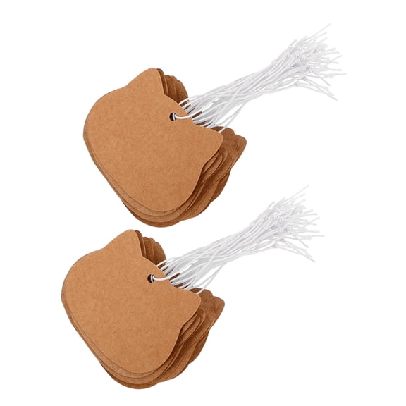 OUNONA 200Pcs Blank Kraft Paper Tags with Elastic String for Price Labeling and Handmade Craft Use