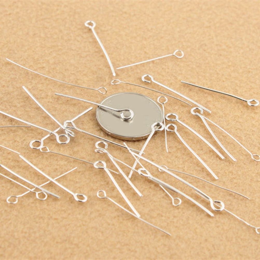 OUNONA 200Pcs Jewelry Supplies Silver Nine Word Needle for Diy Projects