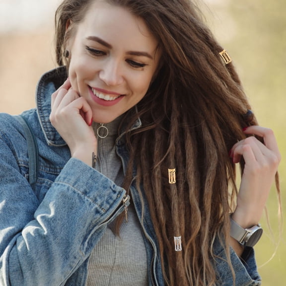 OUNONA 200Pcs Plated Silver Dreadlock Rings Hair Cuffs Iron Durable Hair Accessory for Festival Parties