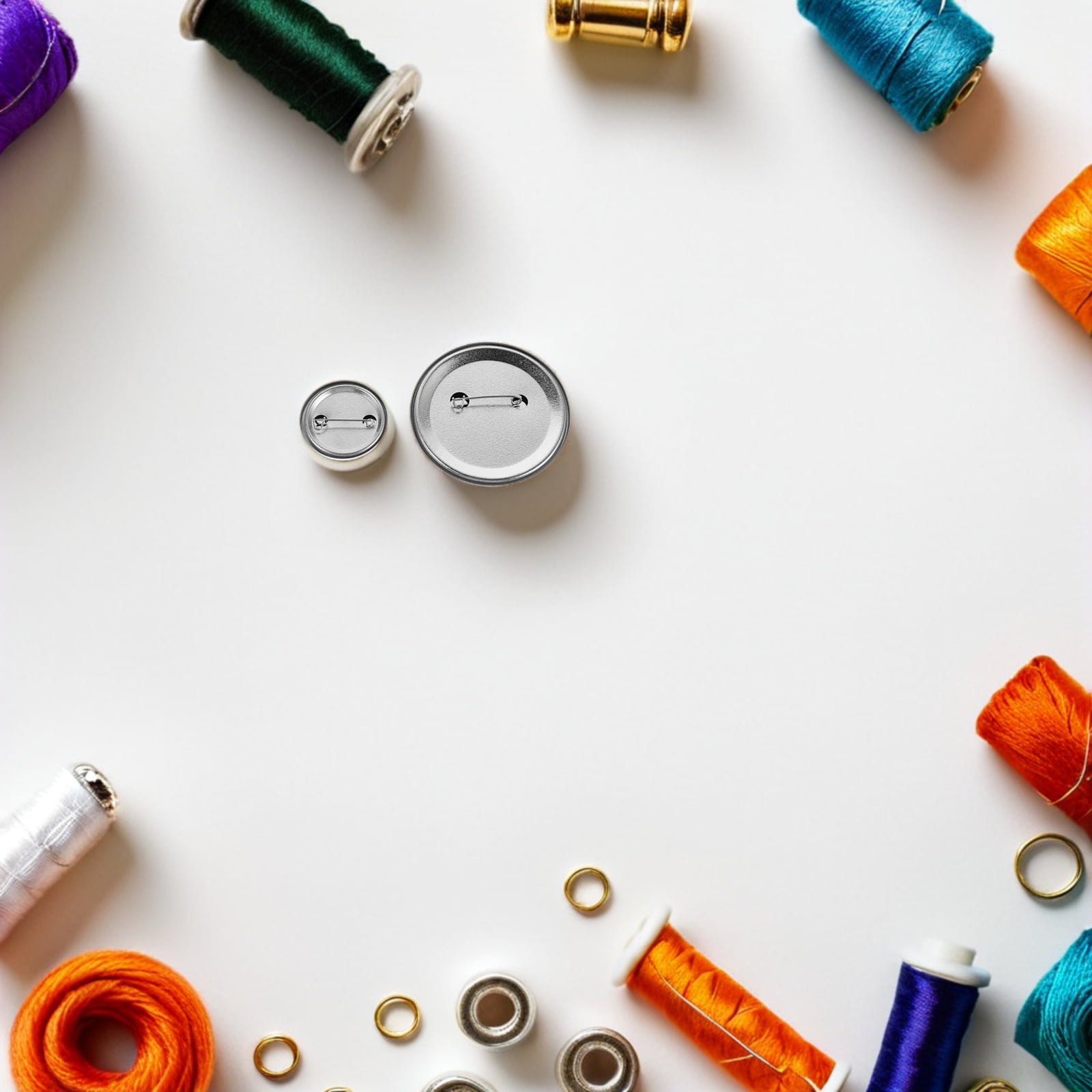 OUNONA 200Sets Round Metal Badge Pin Button Kit for DIY Use with Sturdy White Button Parts