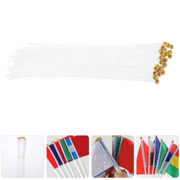 Tineasur 200-Piece White Handheld Flagpole Set for Sports, Parades, Celebrations, Outdoor Events and Activities