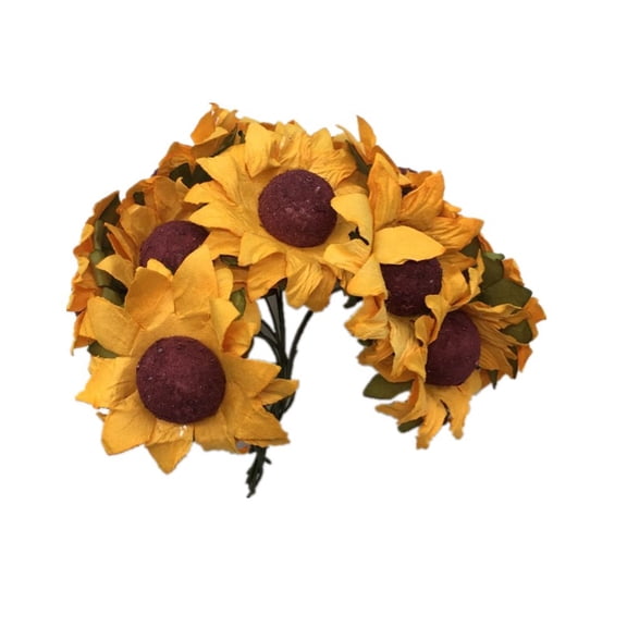 OUNONA 200pcs Simulation Sunflower Decor Paper Sunflower Ornament Creative Imitation Sunflower Adornment