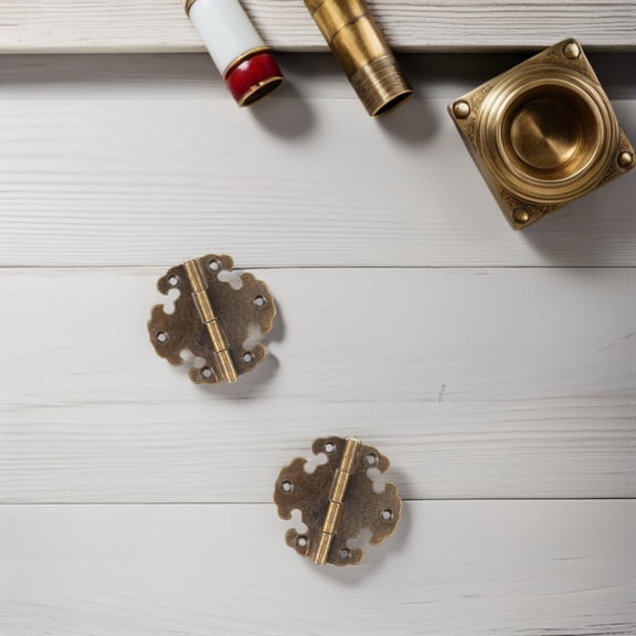 OUNONA 20Pcs Retro Light Brown Iron Hinges for Kitchen Cabinet Doors and Furniture