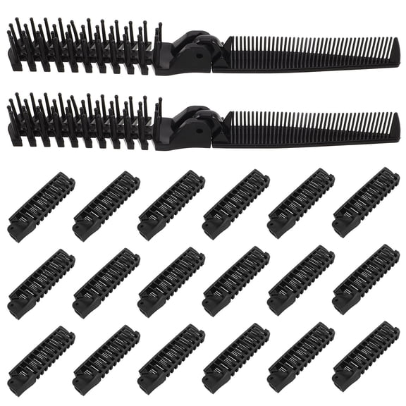 OUNONA  Black Plastic Folding Comb for Travel Use with Gentle Beaded Teeth 20Pcs