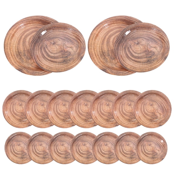 OUNONA 20Pcs Elegant Wood Grain Paper Dinner Plates Light Brown Disposable for Gatherings and Picnics