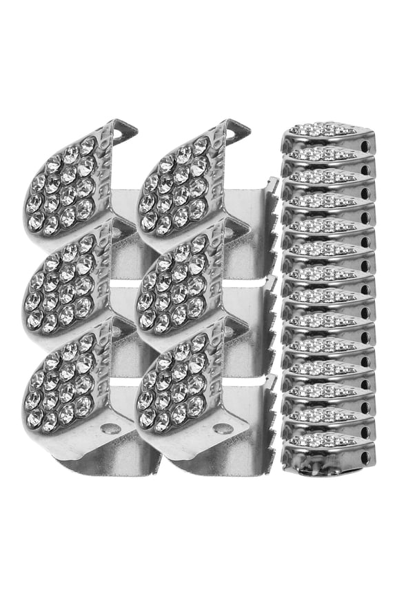 20Pcs Metal Shoelace Clip Locks Plated Silver with Rhinestone Decoration for Reliable Shoe Lacing