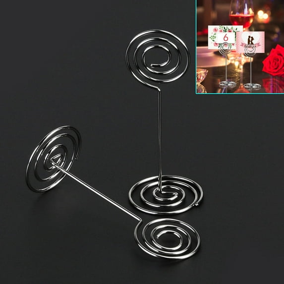 OUNONA 20Pcs Plated Silver Note Clip Holder Metal Photo Clip Stand Holder for Memo Name Card and Table Menu Display