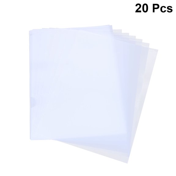 OUNONA 20Pcs Clear Document Folder White Practical File Folder L Shape for Office School