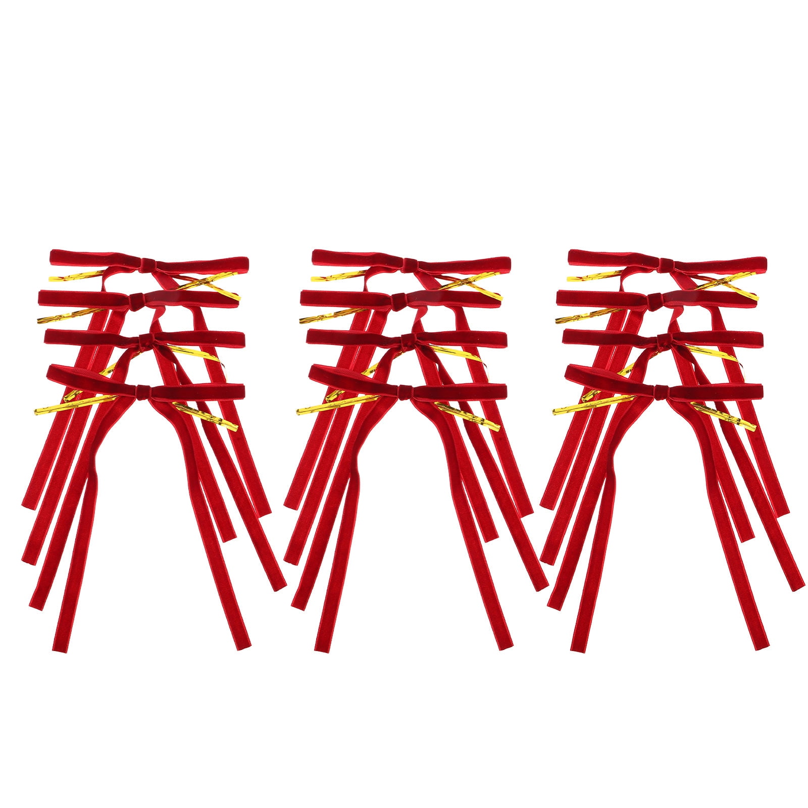 OUNONA 20Pcs Burgundy Velvet Pre Tied Bow Decorative Wall and Outdoor Bow for Festive Home Decoration
