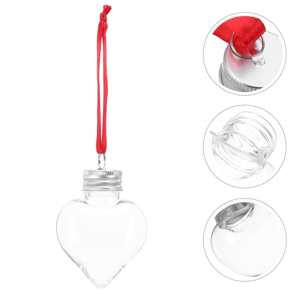 OUNONA 20Pcs Clear Fillable Heart Bottle Ornaments Reusable Plastic Valentine Wedding Favors