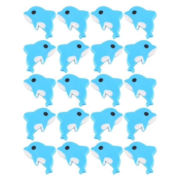 OUNONA 20Pcs Sky Blue Dolphin Erasers For Desk Decoration And Carnival Prizes
