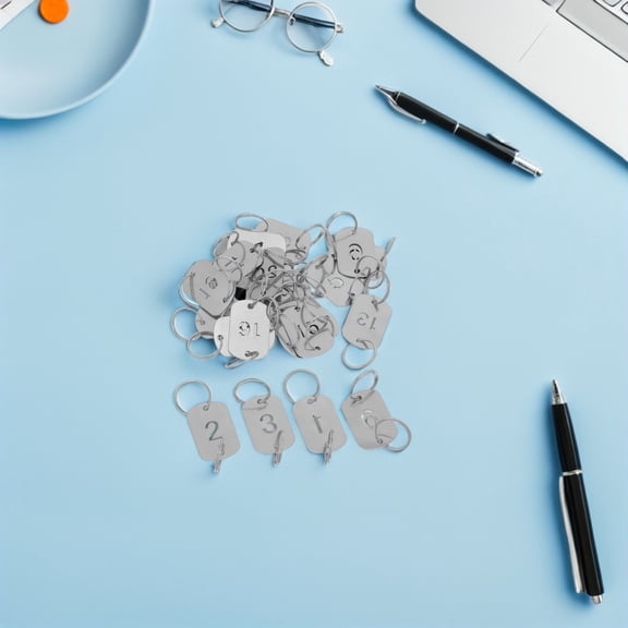 OUNONA 20Pcs Rectangle Hollowed Metal Key Tags for Numbering Keys and Label Boards