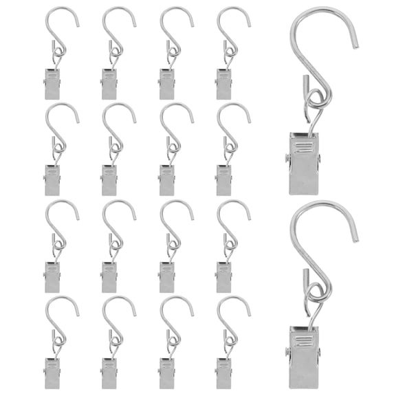 OUNONA 20Pcs Stainless Steel Outdoor Light Clips for String Lights with S Hook for Home and Camping Use