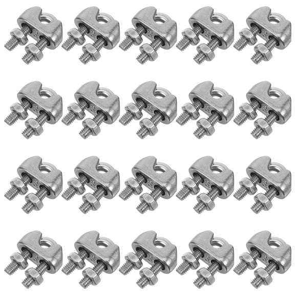 OUNONA 20Pcs Stainless Steel Wire Rope Clamp Cable Clip with U Bolt Saddle Fastener for Rigging and Lifting