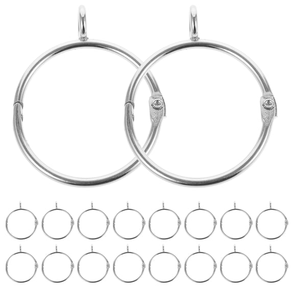 OUNONA 20Pcs Thickened Stainless Steel Curtain Rings Plated Silver Silent Easy Install