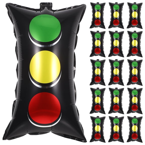 OUNONA 20Pcs Traffic Light Party Balloon Set with Red Yellow Green Foil for Car Theme Decorations