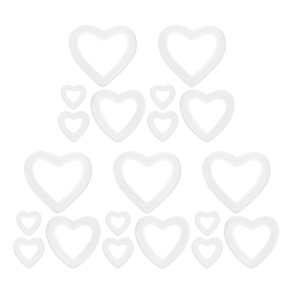 OUNONA 20-Pack White Foam Heart Wreath Forms for Wedding & Valentine Decorations, Lightweight Craft Supplies