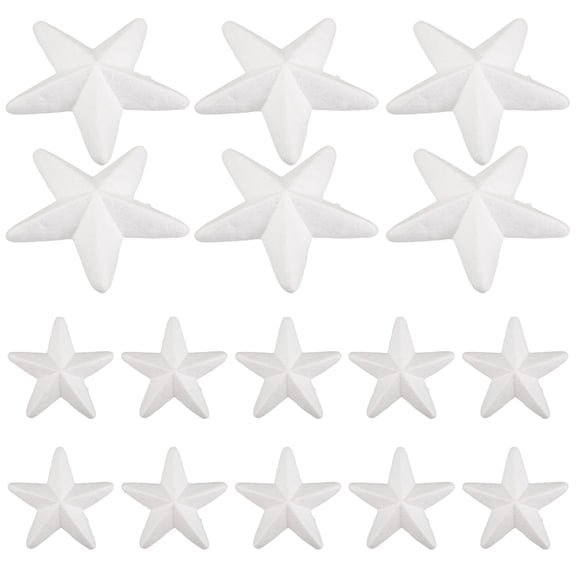 OUNONA 20Pcs White Foam Star Shape Polystyrene Crafts for DIY Ornaments and Seasonal Decorations