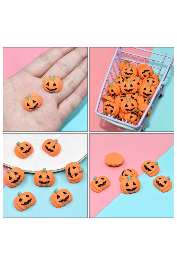 20Pcs Resin Charms Pumpkins for Ornaments in Orange Color