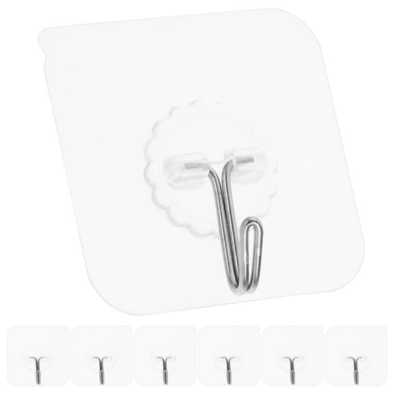 OUNONA 20pcs Adhesive Wall Hooks Punch Transparent Frosted For Hanging Coats Keys Organizing Home Office Spaces