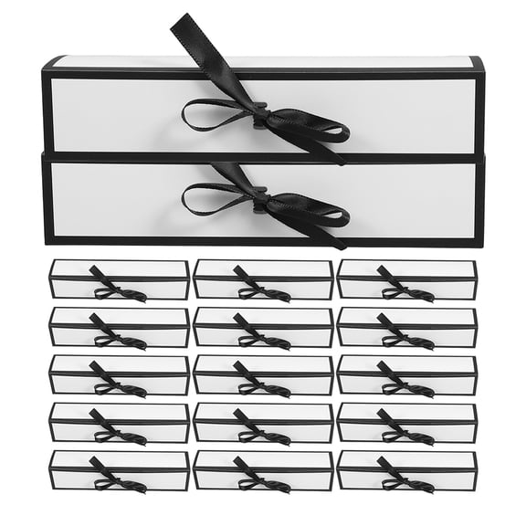 FOLOYORI 20-Pack Foldable White Paper Chocolate Boxes with Black Trim, Design for Party Favors and Event Decoration