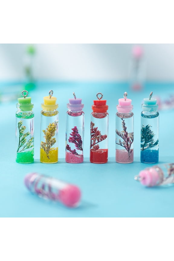 20pcs DIY Decorative Charms Mini Wish Bottle Pendant Made of Plastic for Jewelry Making Assorted