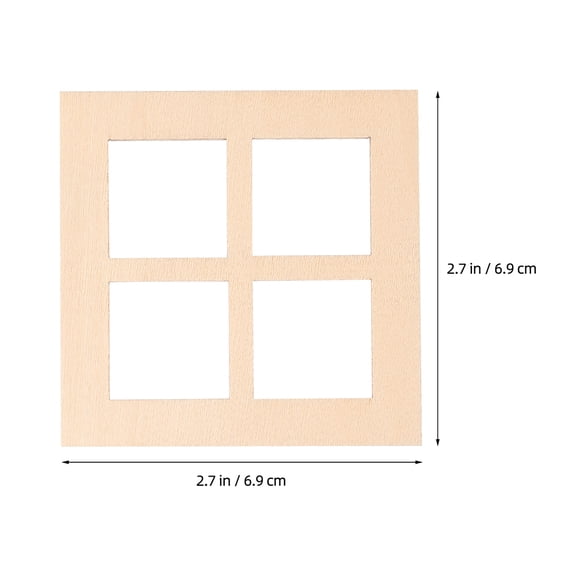 OUNONA 20pcs Mini Wooden Dollhouse Window Frames, Blank Grid Model for Fairy House Decor and Dollhouse Craft Accessories