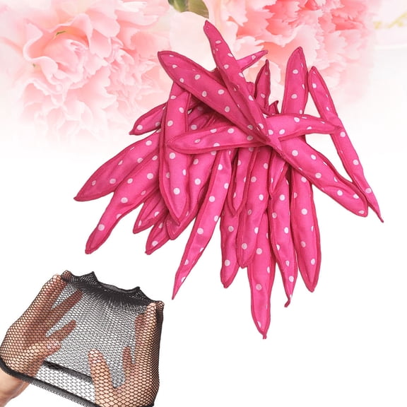 OUNONA 20pcs Hair Curler Sponge Hair Rollers Wave Point Hair Styling DIY Tool with Hair Net for Female Girls (Pink)
