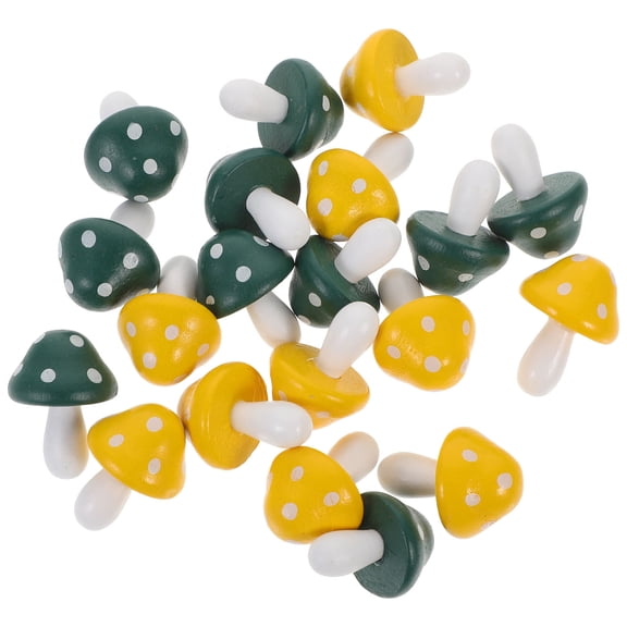 OUNONA Assorted Color Miniature Pine Wood Mushroom Figurines for Decoration Realistic and Lovely Home Accents 20pcs