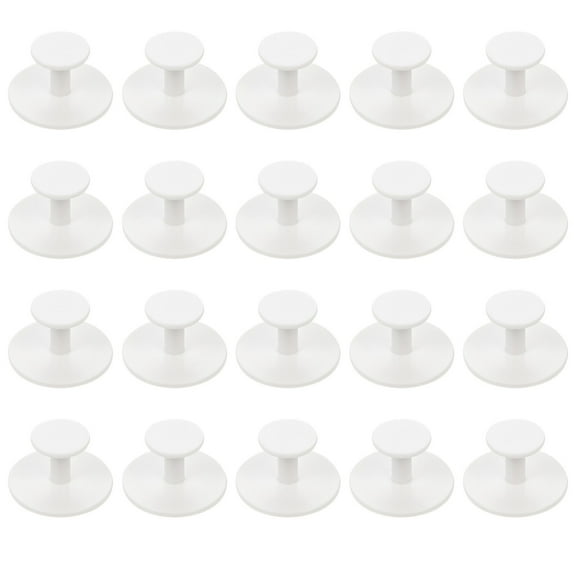 OUNONA 20Pcs Paste Type Cabinet Pull Handles White Plastic Smooth Door Knobs for Window Wardrobe and Drawer