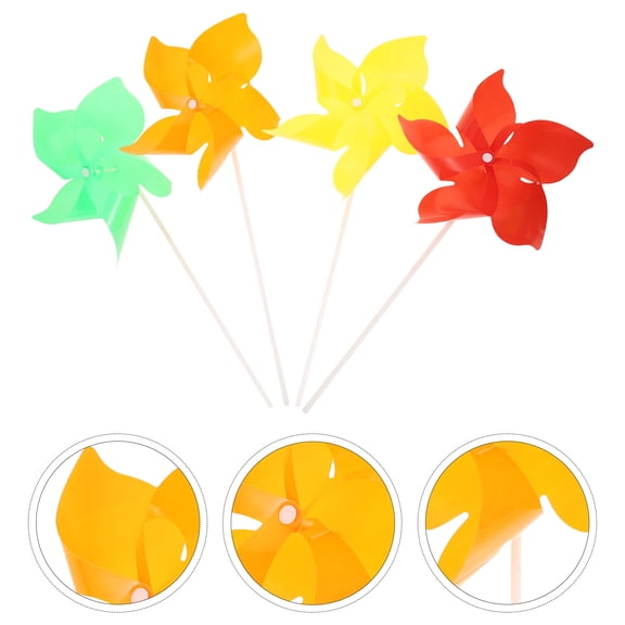 OUNONA 20pcs Six-leaf Windmill Colorful Plastic Windmill Wind Toy for Kids