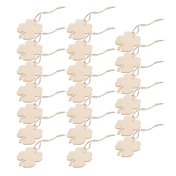 OUNONA 20pcs St. Patricks Day Wooden Embellishment Unfinished Wood Shamrock Cutout Blank Wooden Shape Wood Cutouts Patricks Day DIY Craft Supplies