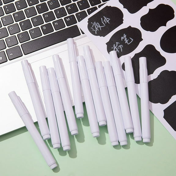 OUNONA 20pcs White Paint Pens 10cm Permanent Marker for Stone Glass Wood Plastic Metal Window Marking