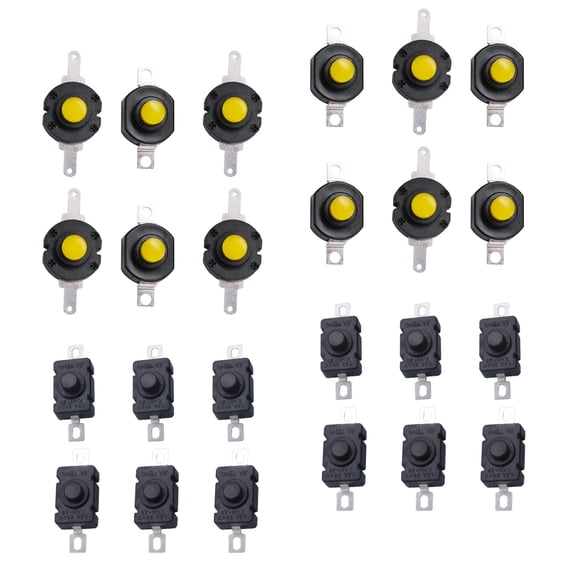 OUNONA 24 Pcs Cool Switches and Buttons Flashlight Switch 1.4x1.2cm Black
