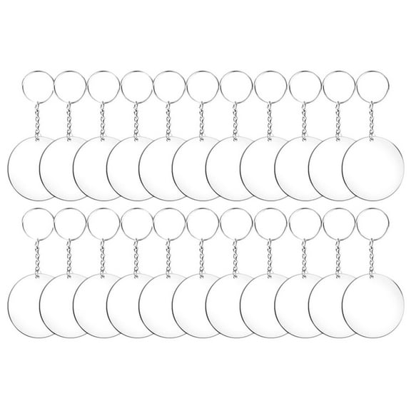 OUNONA Round Pendant Keychain Acrylic 24Pcs