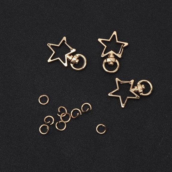 OUNONA 24Pcs Metal Keyring Star Shape Alloy Keychain in Golden for Hanging Use and Easy Carry