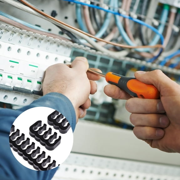 OUNONA 24Pcs Black Cable Clip and Manager Set for Computer Sleeved Cables Prevents Twisting Sturdy Design