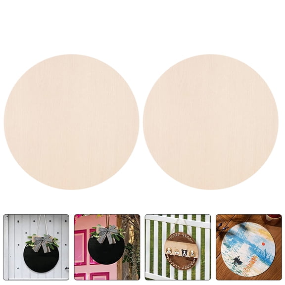 OUNONA 24Pcs Blank Natural Wood Slices Wood Chips for Crafts Creative Craft Beige