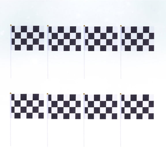 OUNONA 24Pcs Party Banner Hand Waving Flag with Black and White Grid for Driving Race Events
