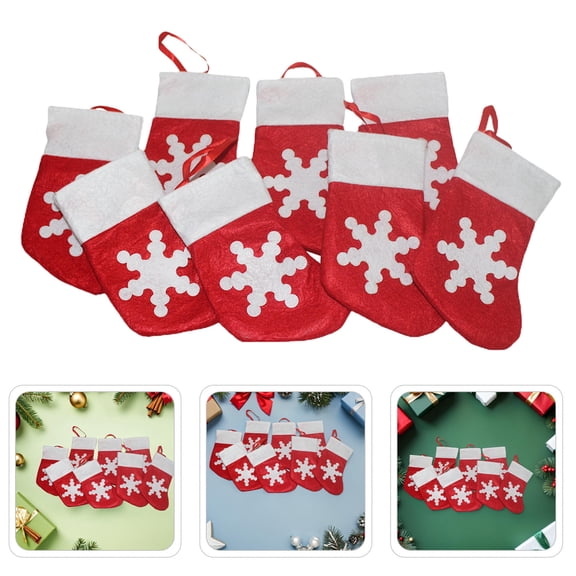 OUNONA Red Felt Christmas Stocking Decorations for Candy and Snacks 24Pcs